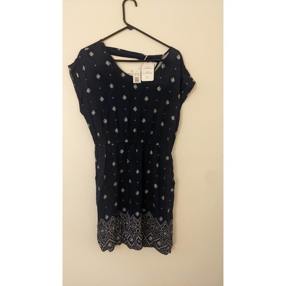 Pink Rose Boho Dress XL, Navy Blue Midi, NWT - Picture 5 of 11